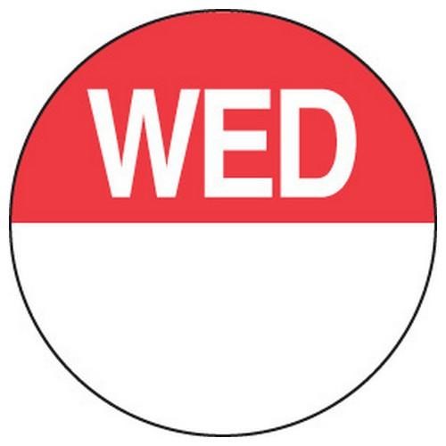 Label Day - Wednesday / Red Round 24mm Removable (Rl1000)